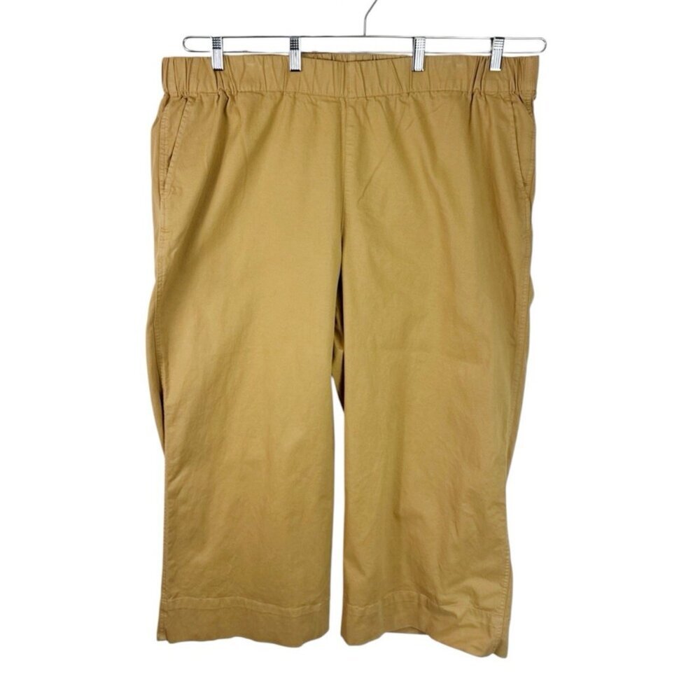 J.Crew Women's Plus 3X Pullon Wide Leg Stretch Pants‎ Camel Tan EUC Inseam 27"